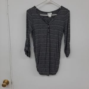 Size S Small Motherhood Maternity Striped Shirt Top 3/4 Sleeves Cute Neckline